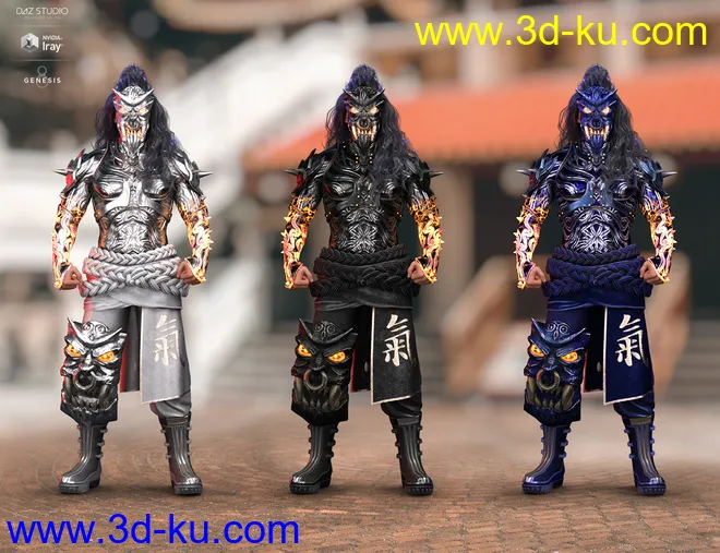 dForce Iron-Fire Outfit and Weapons for Genesis 8 Male(s)模型的图片8