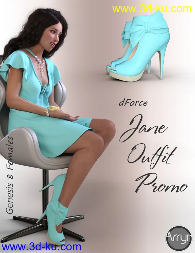 dForce Jane Outfit for Genesis 8 Female(s)模型的图片2