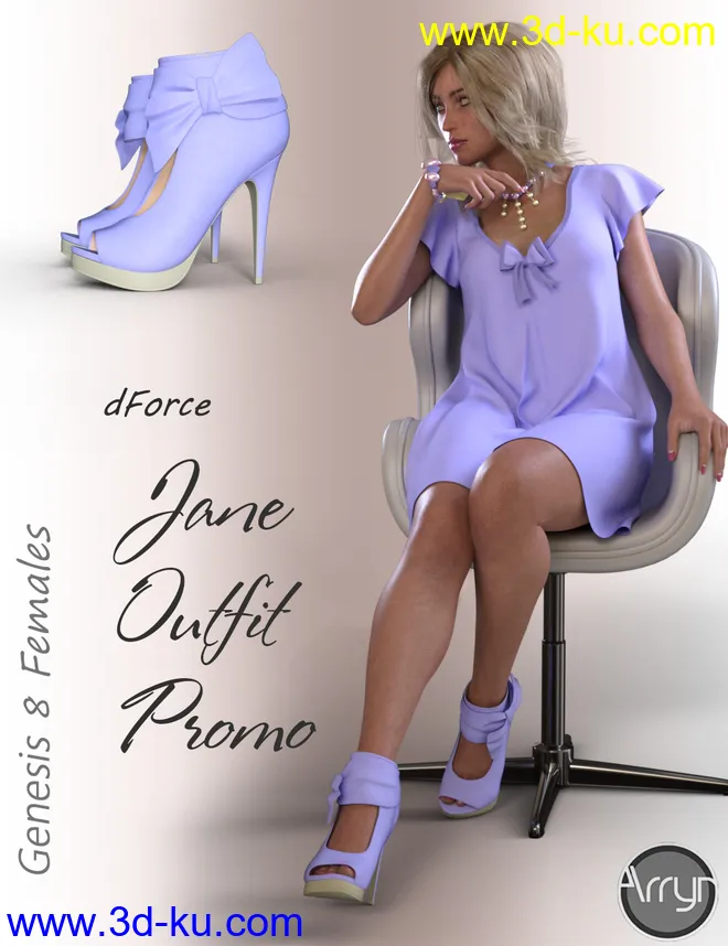 dForce Jane Outfit for Genesis 8 Female(s)模型的图片3