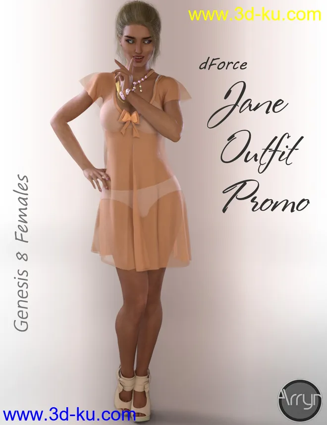 dForce Jane Outfit for Genesis 8 Female(s)模型的图片4