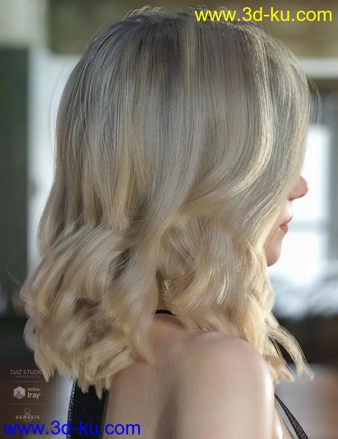 dForce Kay Hair for Genesis 3 and 8 Female(s)模型的图片2