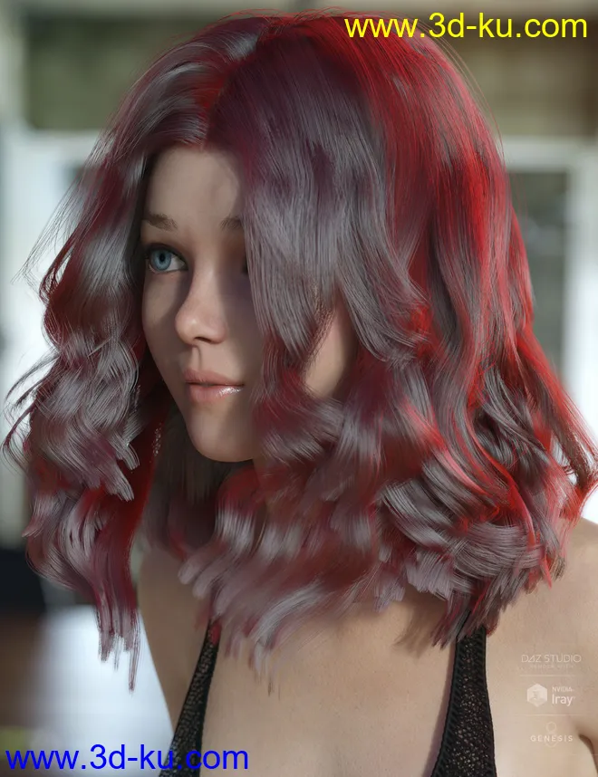 dForce Kay Hair for Genesis 3 and 8 Female(s)模型的图片3