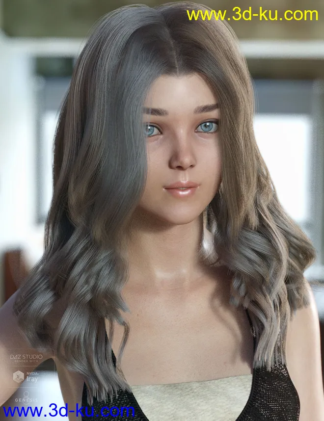 dForce Kay Hair for Genesis 3 and 8 Female(s)模型的图片5