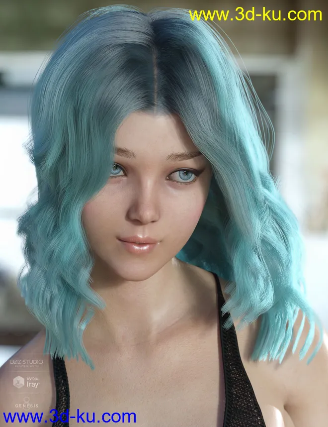 dForce Kay Hair for Genesis 3 and 8 Female(s)模型的图片6
