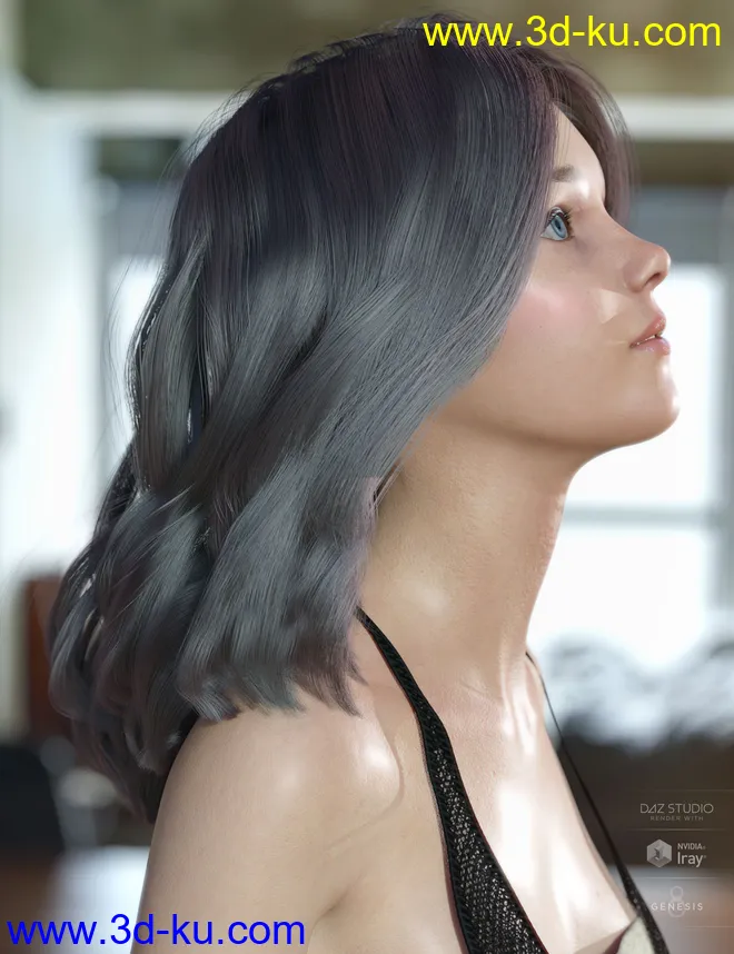 dForce Kay Hair for Genesis 3 and 8 Female(s)模型的图片9