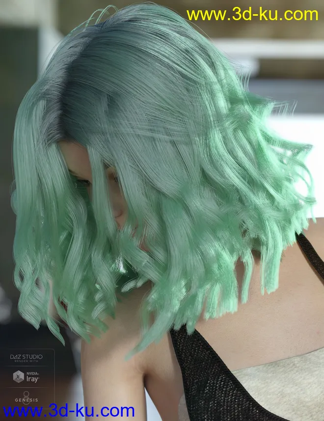 dForce Kay Hair for Genesis 3 and 8 Female(s)模型的图片10