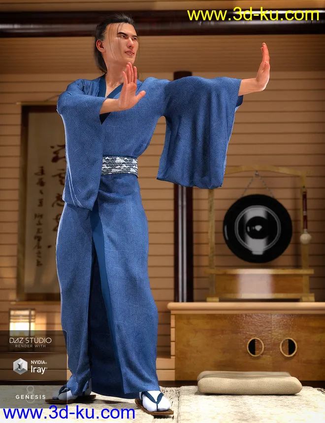 dForce Kimono Outfit for Genesis 8 Male(s)模型的图片1