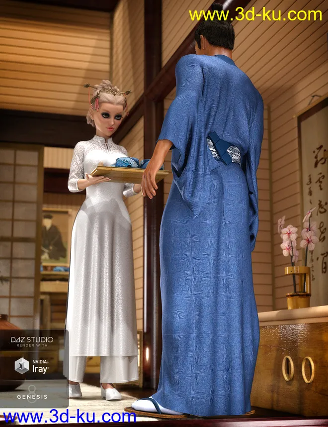 dForce Kimono Outfit for Genesis 8 Male(s)模型的图片3