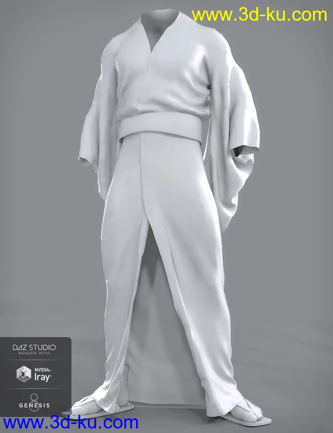 dForce Kimono Outfit for Genesis 8 Male(s)模型的图片5