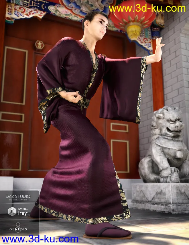 dForce Kimono Outfit Male Textures模型的图片3