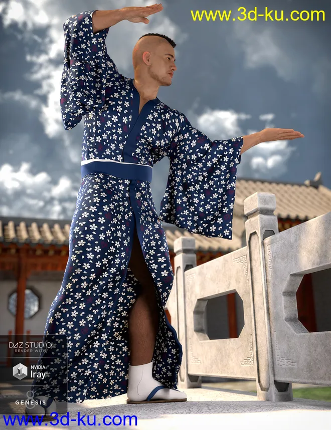 dForce Kimono Outfit Male Textures模型的图片4
