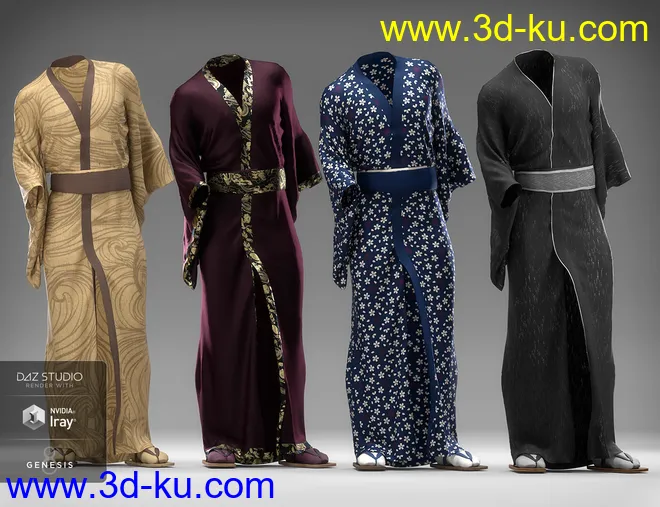 dForce Kimono Outfit Male Textures模型的图片6