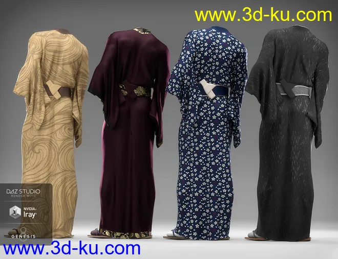dForce Kimono Outfit Male Textures模型的图片7