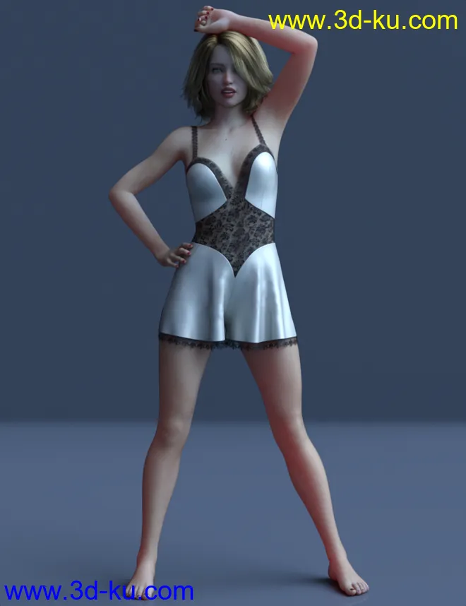 dForce Lace Teddy for Genesis 8 Female(s)模型的图片7