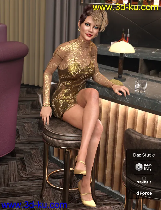 dForce Lacey Dress for Genesis 8 Female(s)模型的图片1