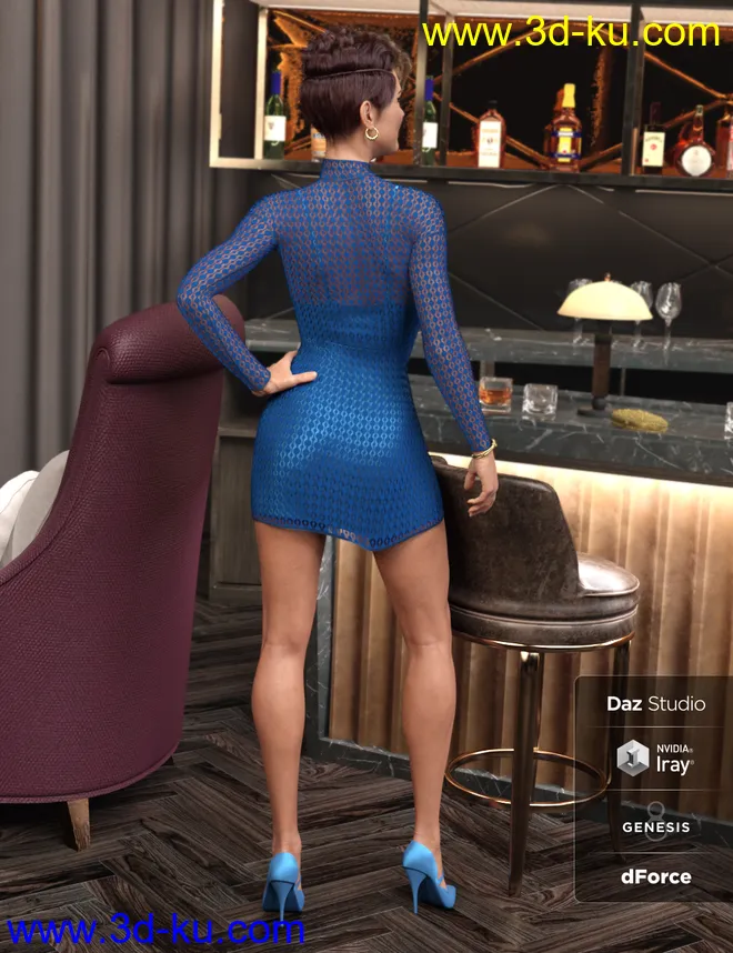 dForce Lacey Dress for Genesis 8 Female(s)模型的图片3