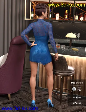 3D打印模型dForce Lacey Dress for Genesis 8 Female(s)的图片