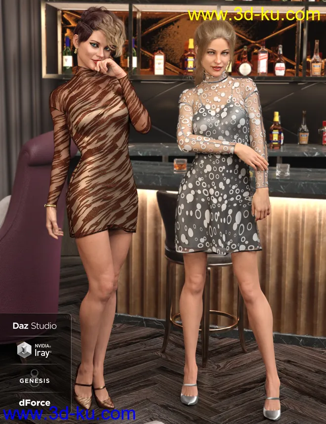 dForce Lacey Dress for Genesis 8 Female(s)模型的图片6