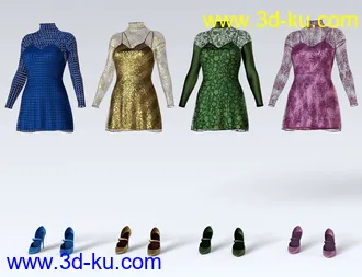 3D打印模型dForce Lacey Dress for Genesis 8 Female(s)的图片