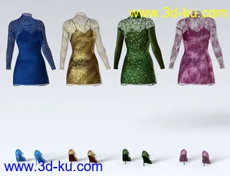 3D打印模型dForce Lacey Dress for Genesis 8 Female(s)的图片