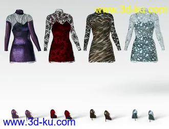 3D打印模型dForce Lacey Dress for Genesis 8 Female(s)的图片