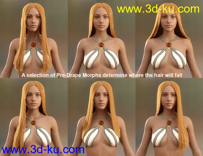 dForce Longdrape Hair for Genesis 3 and 8 Female(s)模型的图片6