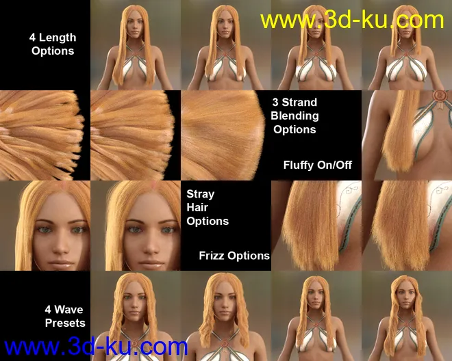dForce Longdrape Hair for Genesis 3 and 8 Female(s)模型的图片8