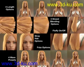 3D打印模型dForce Longdrape Hair for Genesis 3 and 8 Female(s)的图片