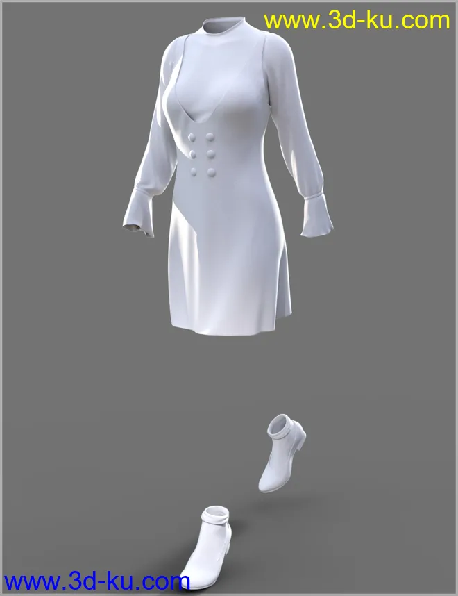 dForce Loose Silhouette Onepiece for Genesis 8 Female(s)模型的图片5