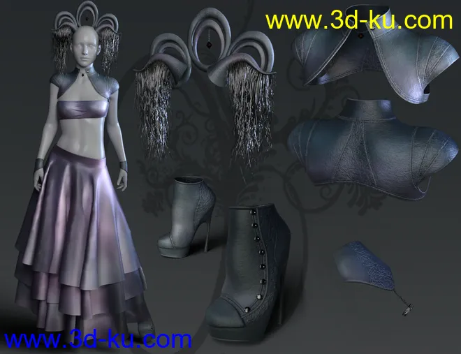 dForce Minute 2 Midnight Outfit for Genesis 8 Female(s)模型的图片5