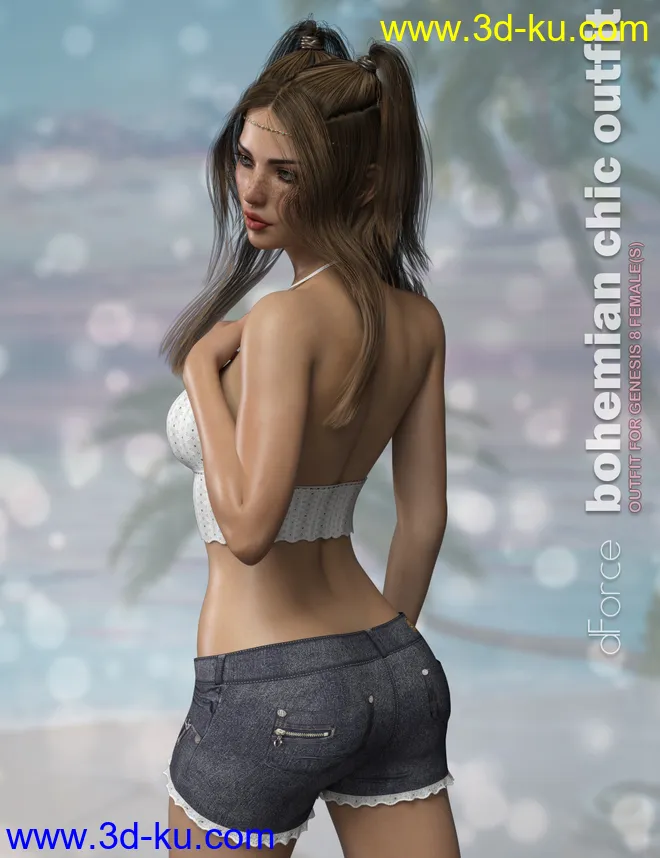 dForce P3D Bohemian Chic Outfit for Genesis 8 Female(s)模型的图片6