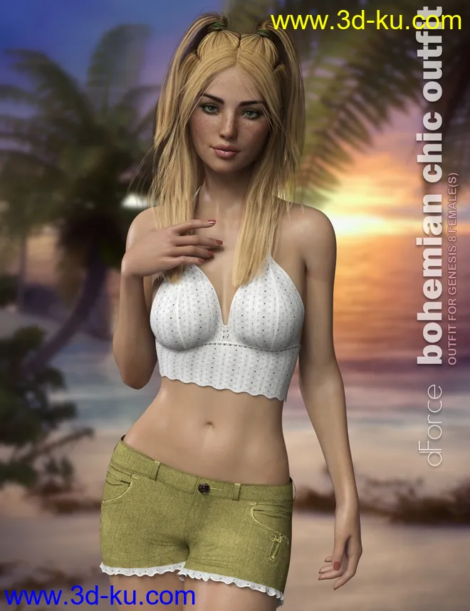 dForce P3D Bohemian Chic Outfit for Genesis 8 Female(s)模型的图片7