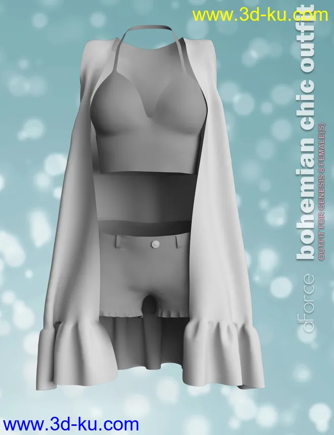dForce P3D Bohemian Chic Outfit for Genesis 8 Female(s)模型的图片8