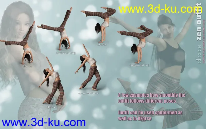 dForce P3D Zen Outfit for Genesis 8 Female模型的图片7