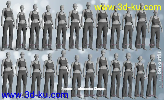 dForce P3D Zen Outfit for Genesis 8 Female模型的图片8