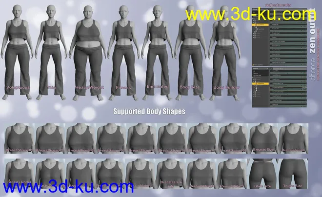 dForce P3D Zen Outfit for Genesis 8 Female模型的图片9