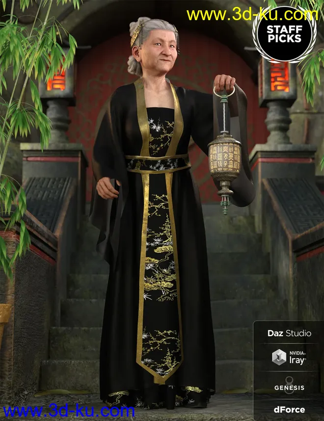 dForce Palace Robes Outfit for Genesis 8 Female(s)模型的图片1