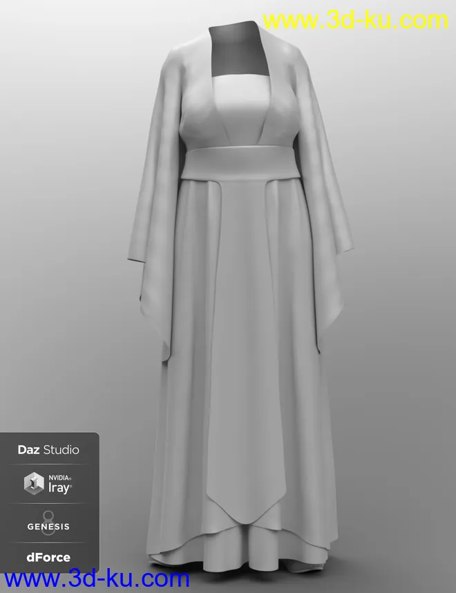 dForce Palace Robes Outfit for Genesis 8 Female(s)模型的图片2