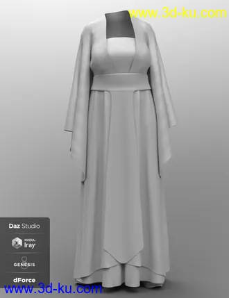 3D打印模型dForce Palace Robes Outfit for Genesis 8 Female(s)的图片