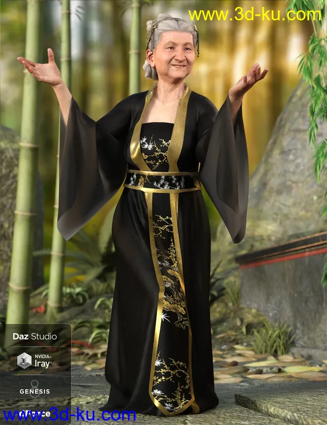 dForce Palace Robes Outfit for Genesis 8 Female(s)模型的图片4
