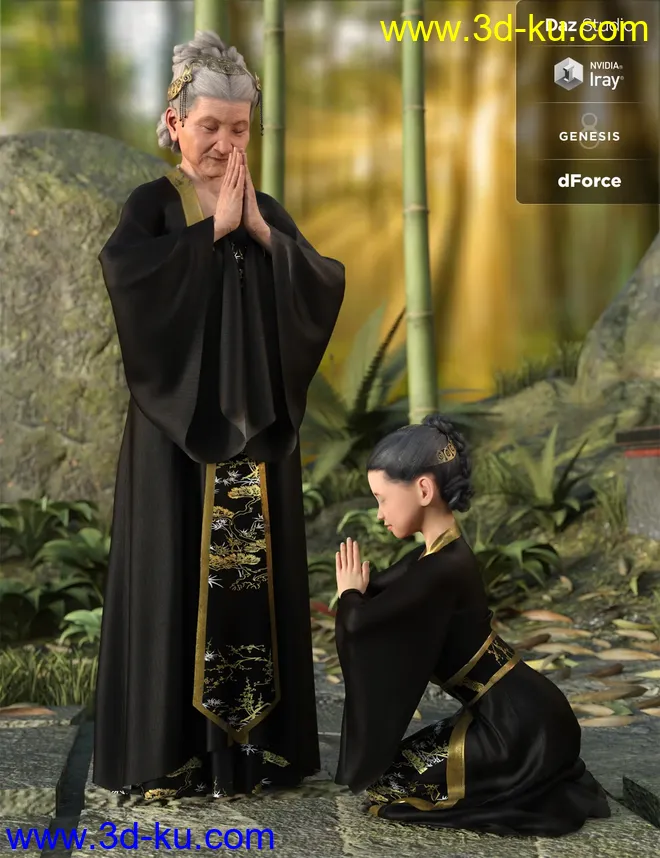dForce Palace Robes Outfit for Genesis 8 Female(s)模型的图片5