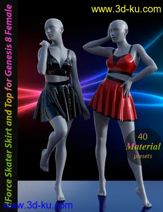 3D打印模型dForce Skater Skirt with Top for Genesis 8 Female的图片