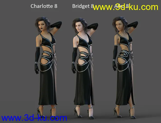 dForce Starlet Dress for Genesis 8 Female(s)模型的图片8