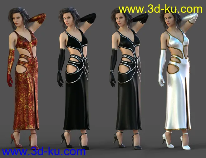 dForce Starlet Dress for Genesis 8 Female(s)模型的图片11