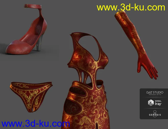 dForce Starlet Dress for Genesis 8 Female(s)模型的图片15