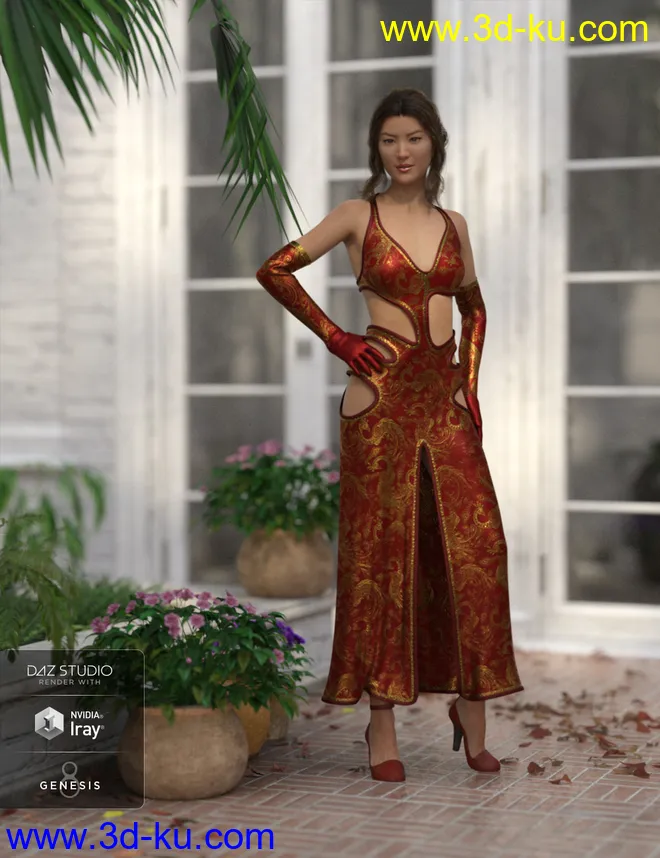 dForce Starlet Dress for Genesis 8 Female(s)模型的图片19