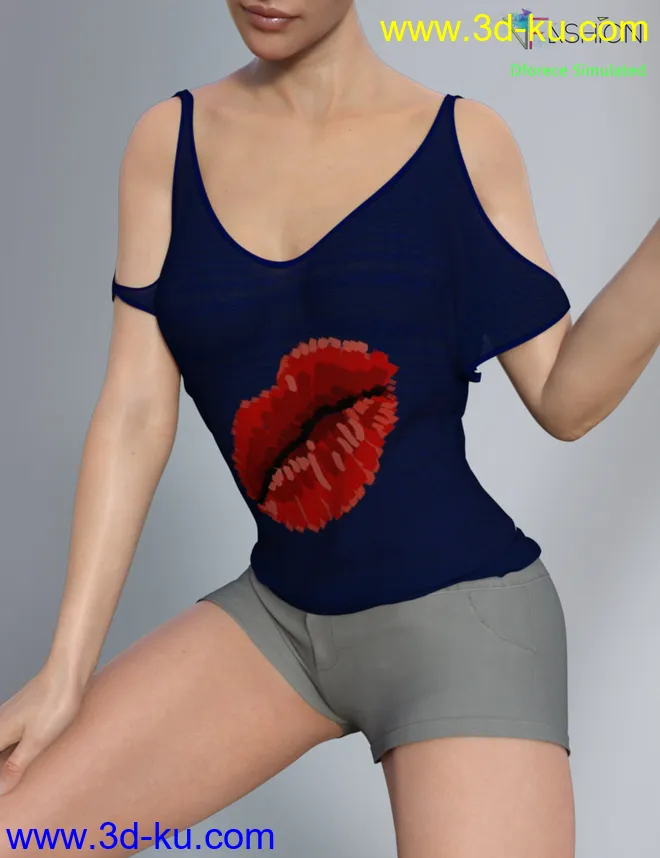 dForce VFashion Cold Shoulder Shirt and Shorts for Genesis 8 Female(s)模型的图片5