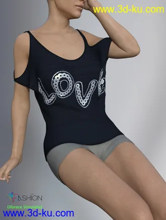 3D打印模型dForce VFashion Cold Shoulder Shirt and Shorts for Genesis 8 Female(s)的图片