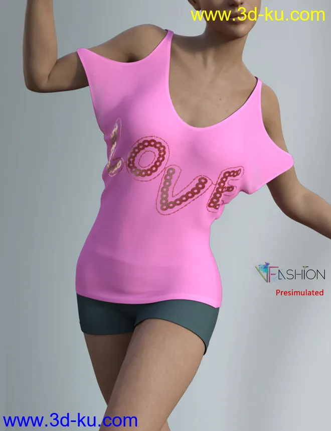 dForce VFashion Cold Shoulder Shirt and Shorts for Genesis 8 Female(s)模型的图片9