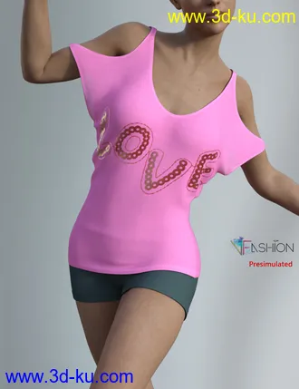 3D打印模型dForce VFashion Cold Shoulder Shirt and Shorts for Genesis 8 Female(s)的图片